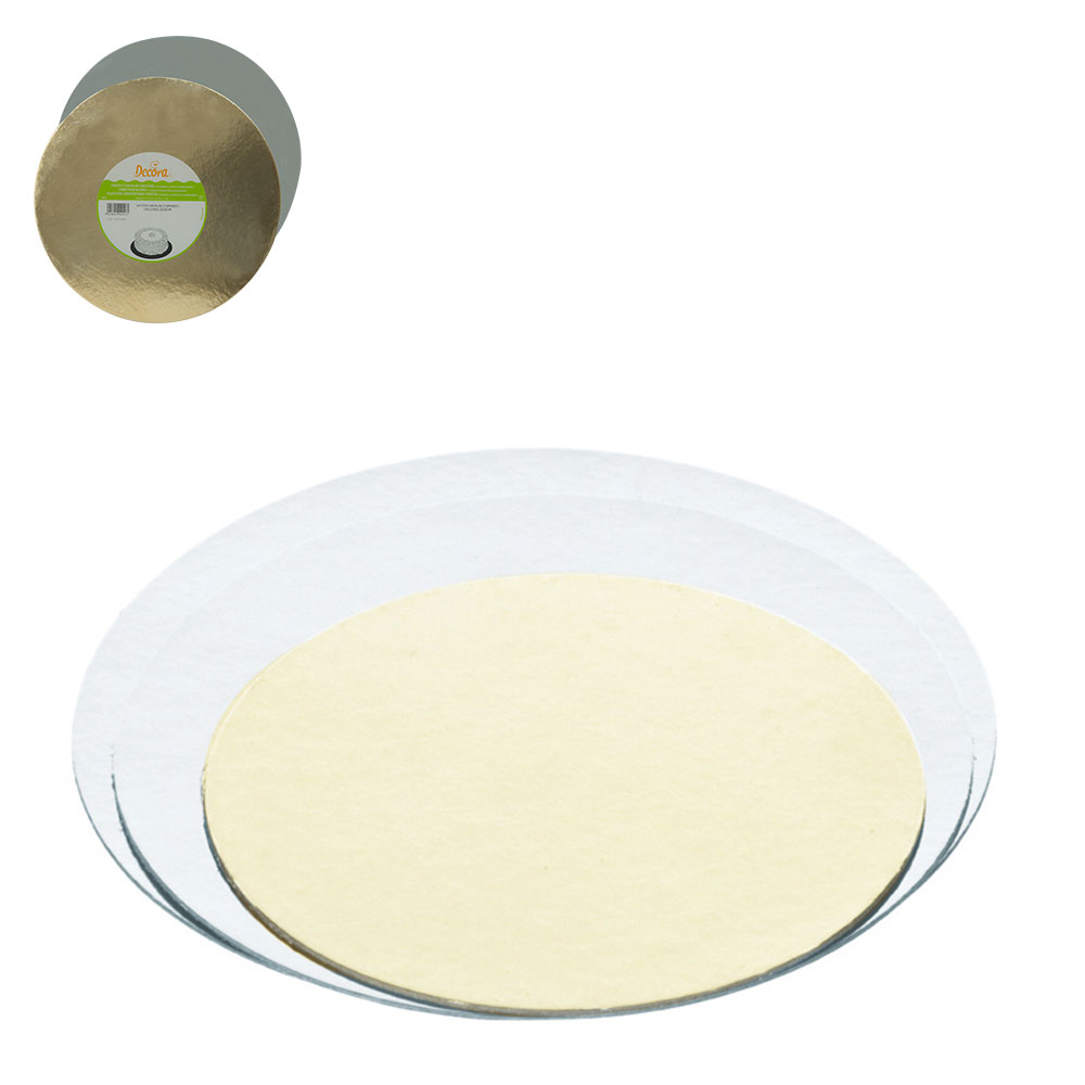 5er Paket dünne Tortenplatten 30 cm rund gold/silber | Herzlich Willkommen bei TortenKram.de
