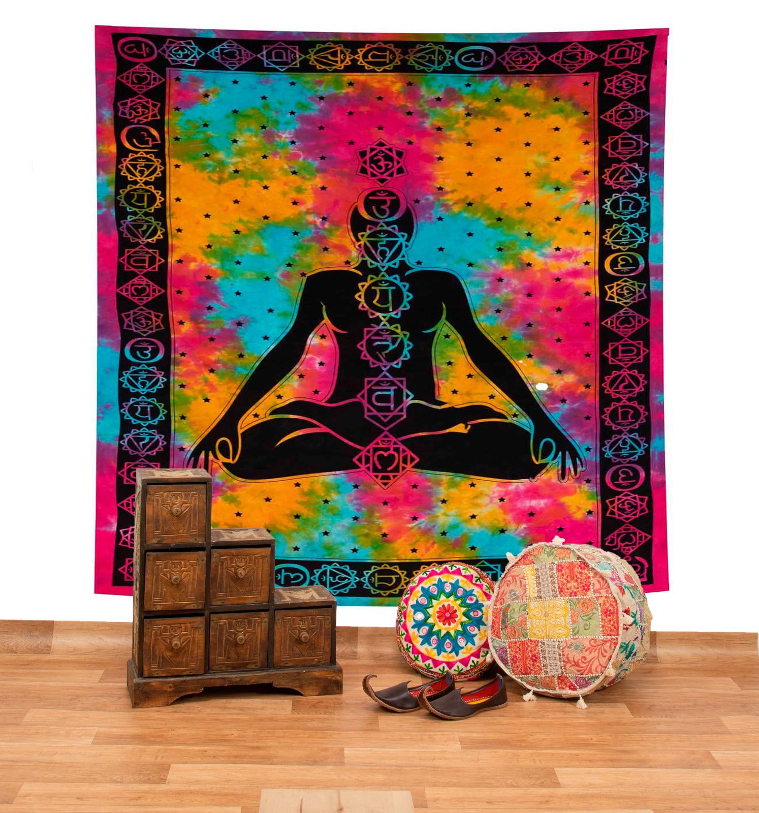 Bunte Tagesdecke Wandbehang Bunt Deko Chakra Meditation ca.200x230cm