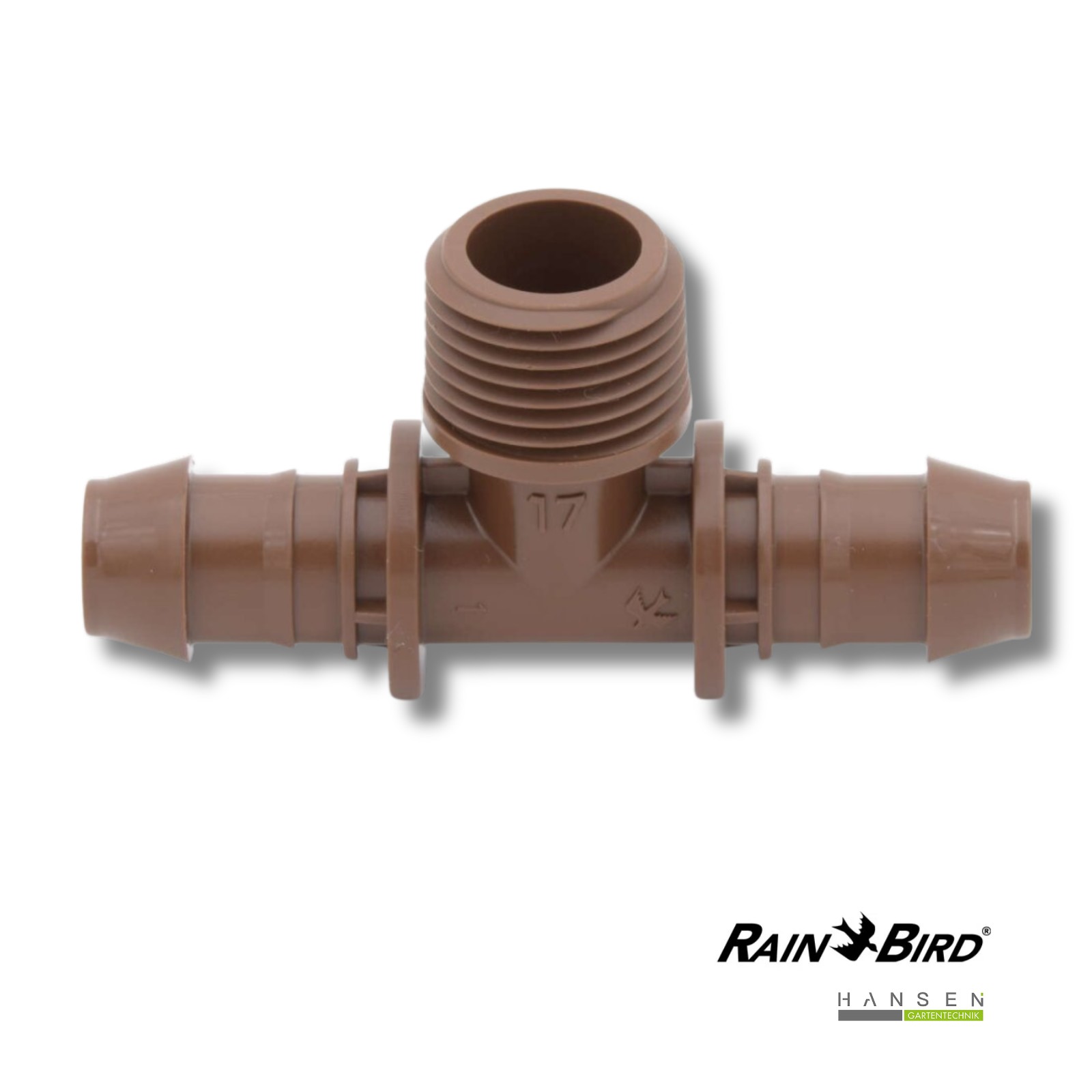 Abbildung zeigt freigestelltes Produktbild zu Rain Bird XFF T-Stück 17 mm x 1/2 AG x 17 mm