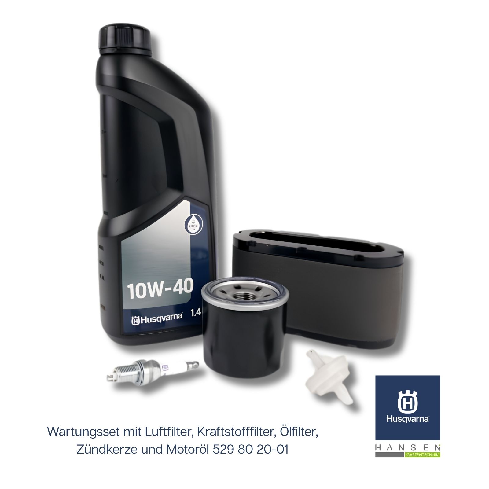 Husqvarna Wartungskit mit Luftfilter, Kraftstofffilter, Ölfilter, Zündkerze und Motoröl