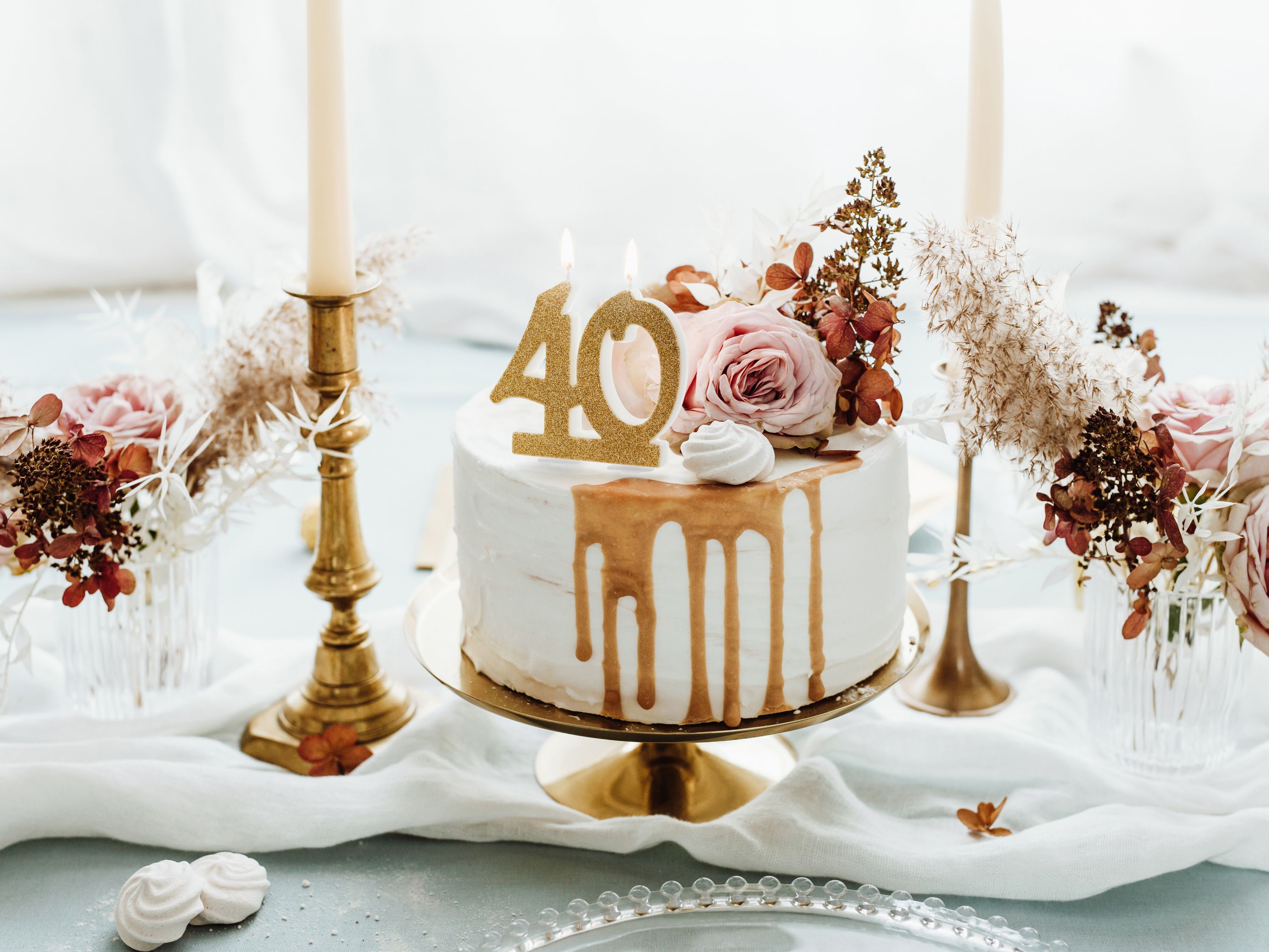 Kuchen-Kerze 40 gold Glitter