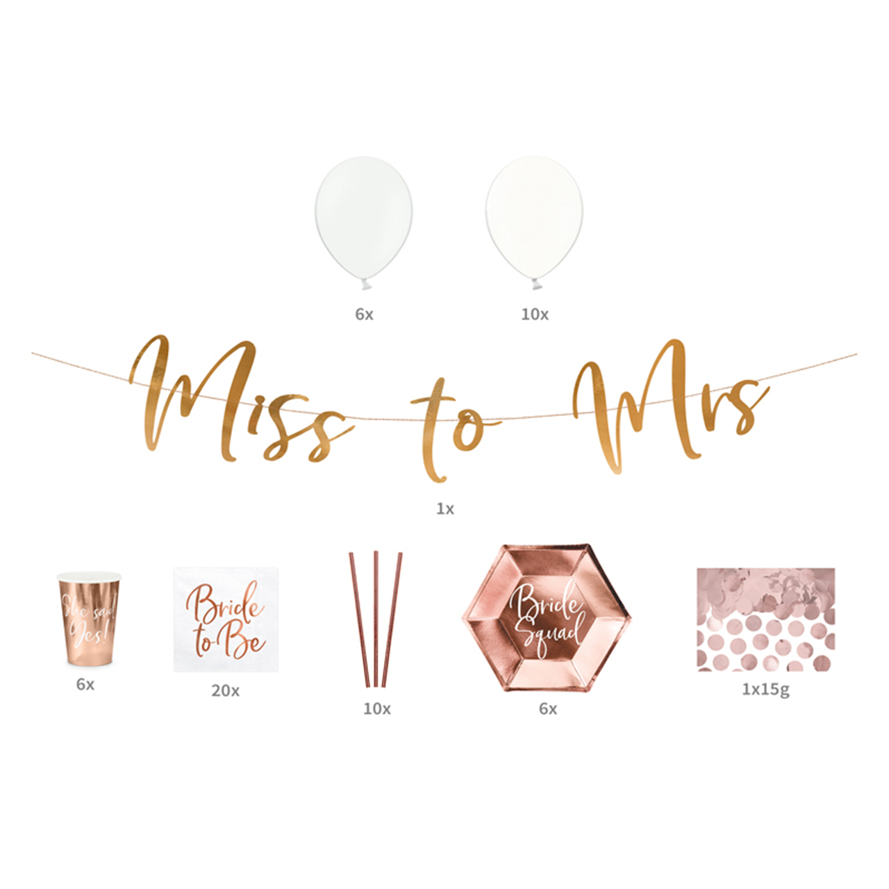Deko-Set Junggesellinnen-Abschied Miss to Mrs | Party Schlaudt GmbH | Kostüme | Deko