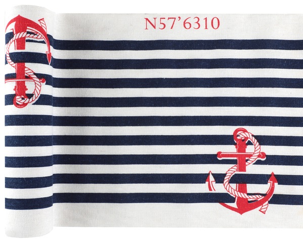 Tischläufer Baumwolle Maritim Anker blau weiß rot 3 m | Party Schlaudt GmbH | Kostüme | Deko