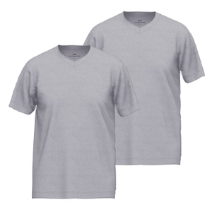 -2er Pack V-NECK grau-mittel-melange