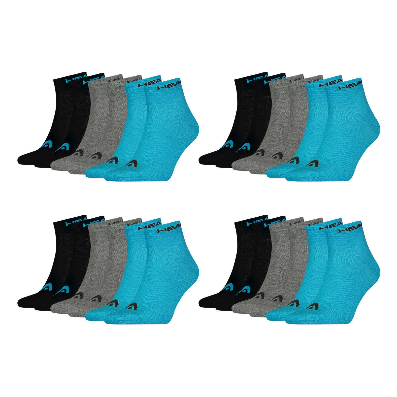 12 Paar HEAD Unisex Quarter Socken Sportsocken Cotton Blend Sport Socks 12 Paar HEAD Unisex Quarter Socken Sportsocken Cotton Blend Sport Socks