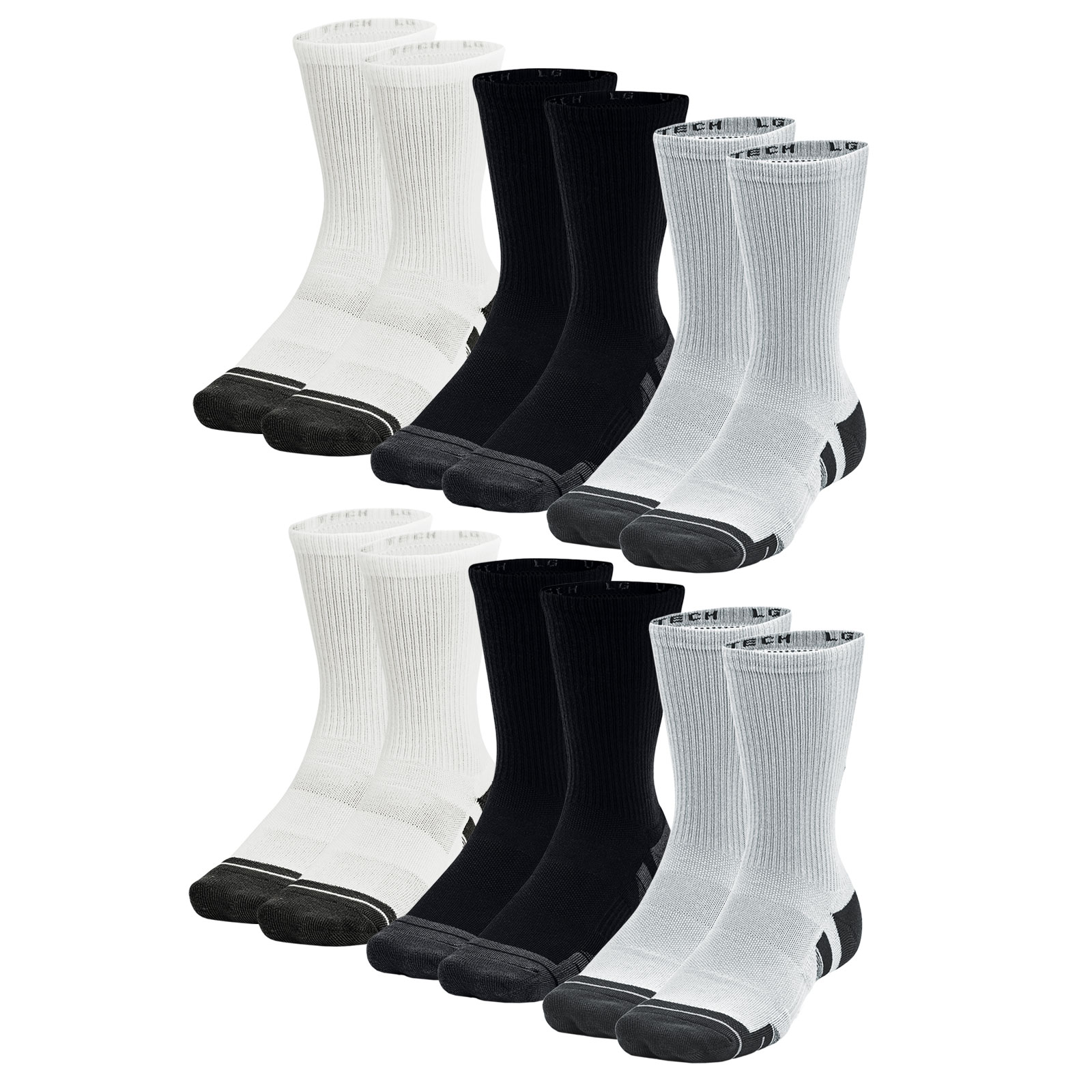 6 Paar Under Armour Herren Damen Sportsocken Performance Tech-Crew-Socken 6 Paar Under Armour Herren Damen Sportsocken Performance Tech-Crew-Socken