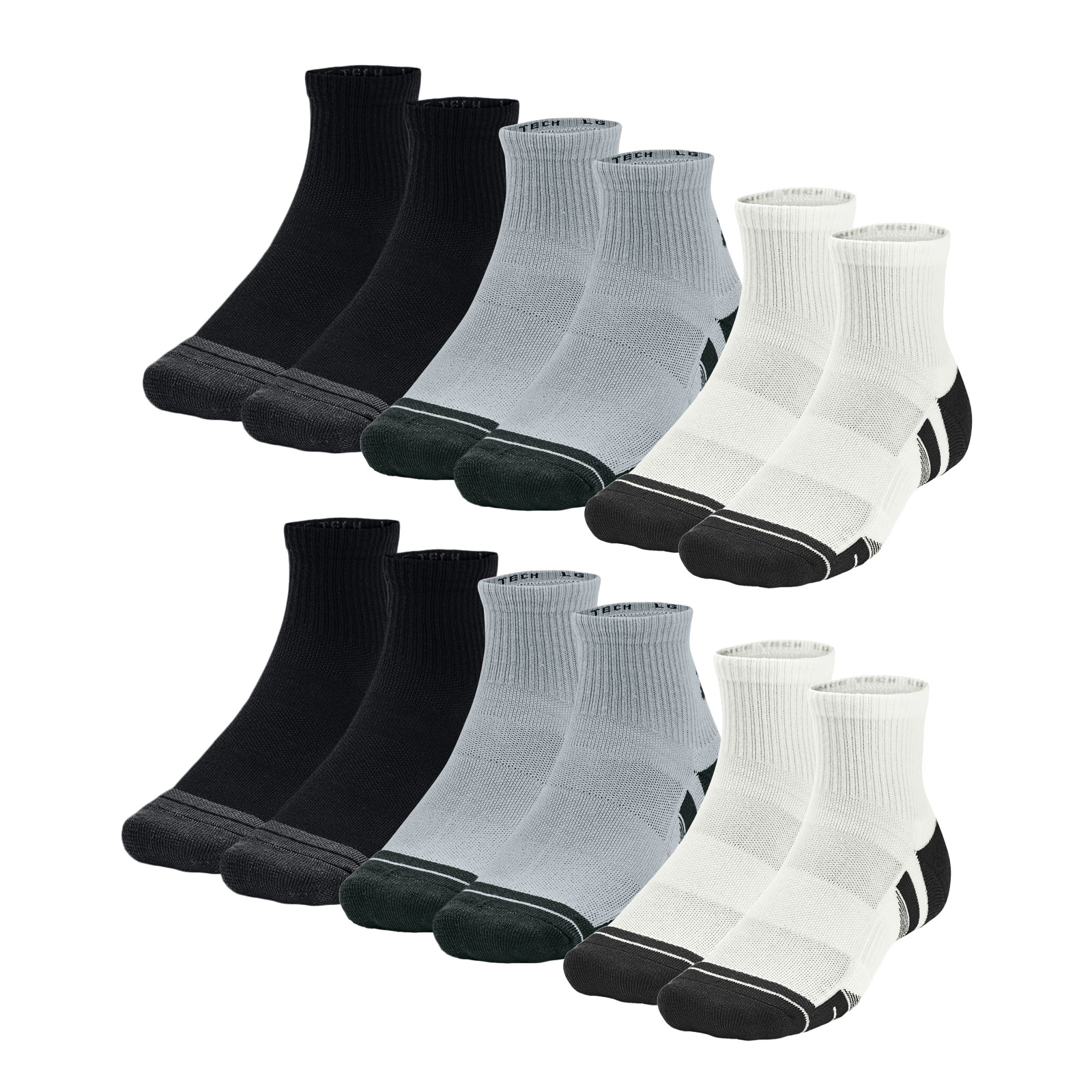 6 Paar Under Armour Herren Damen Socken Sportsocken Performance Tech Quater 6 Paar Under Armour Herren Damen Socken Sportsocken Performance Tech Quater