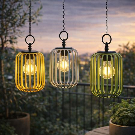formano 3er Set 23 cm Solar Windlicht Hängend LED Solarlaterne Metall mit Dämmerungssensor & Akku – IP44 Außenleuchte für für Balkon, Terrasse & geschützten Garten – 40 cm Kette mit Haken