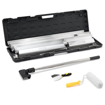 BAUTEC Profi Flächenspachtel XXL Set » Trockenbau-Kit » inkl. Roller, Ersatzblätter, Teleskopstil & Transportkoffer