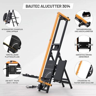 BAUTEC Styroporschneider ALUCUTTER 3014 200W » 1.350 / 330mm » Set inkl. Styrocutter 250W » Heißdrahtschneider in Alu-Bauweise