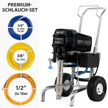 BAUTEC Airless Farbsprühgerät EN-79 mit Kolbenpumpe inkl. XXL-Schlauch-Set + Flächenspachtel-Set » bis 8,3 l/min » 4.850 Watt