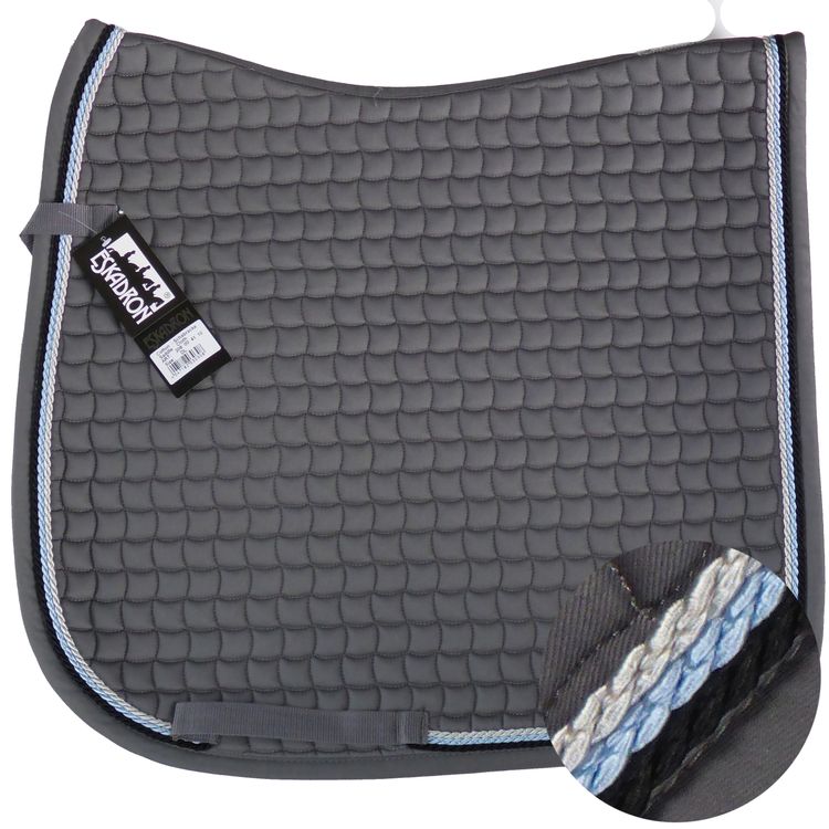 Neu ESKADRON Cotton Schabracke grau, 3fach Kordel navy,hellblau,silber