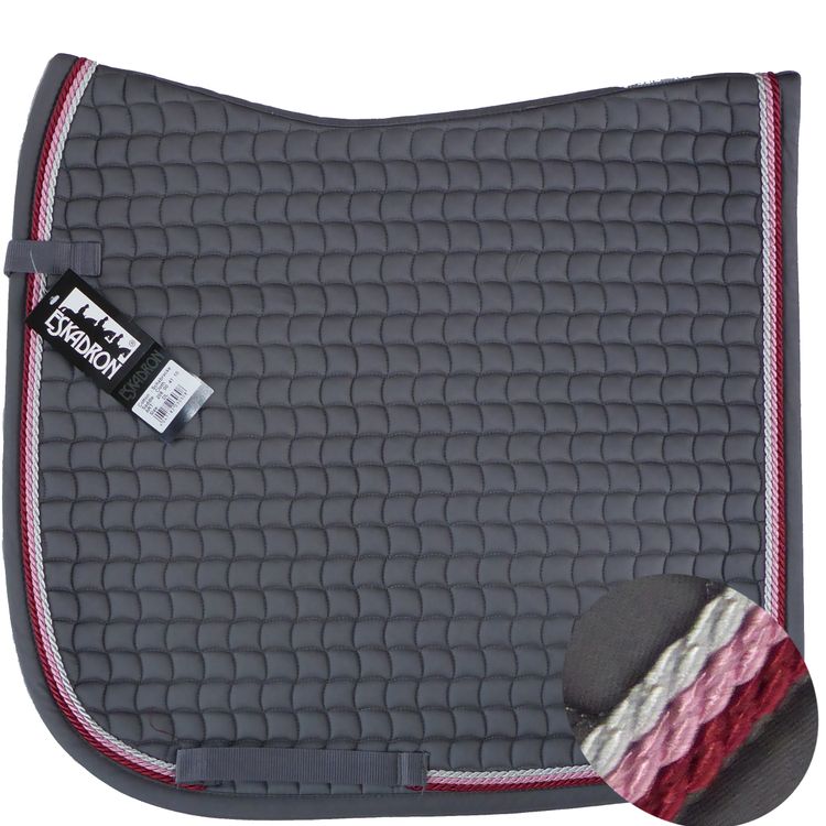 Neu ESKADRON Cotton Schabracke grau, 3fach Kordel raspberry,rosa,silberfarben