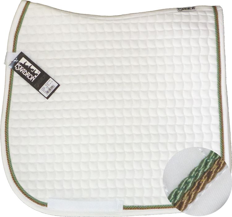 ESKADRON Cotton Schabracke white, 2fach Kordel lind green/goldfarben