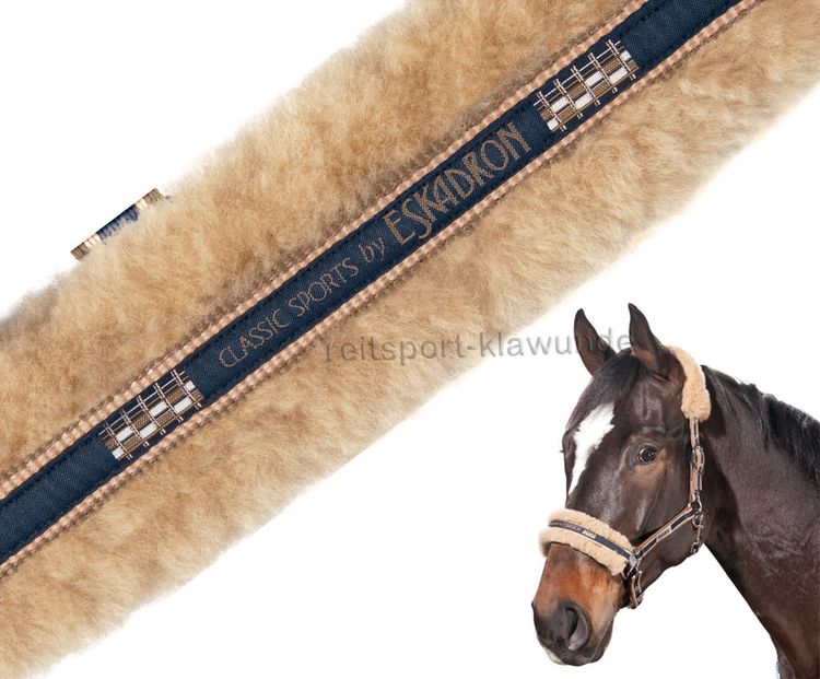ESKADRON Lammfell-Dornschnallen Halfter navy-light nougat -nougat