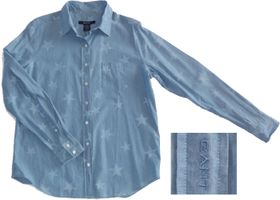 GANT Jeansbluse, Bluse mit Sternchen, Star Indigo Shirt
