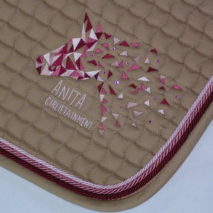 Eskadron Schabracke in caramel mit Swarovski Elements & 3fach Kordel girli rose