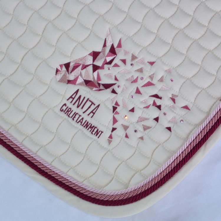 Eskadron Schabracke in creme mit Swarovski Elements & 3fach Kordel girli rose