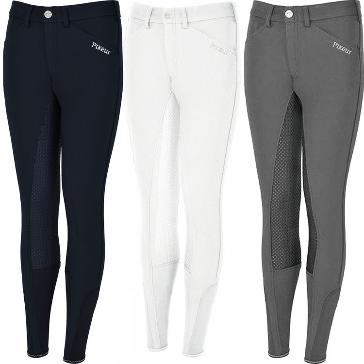 Pikeur Kinderreithose Braddy Grip, Jugendreithose, dark shadow, weiß, nachtblau