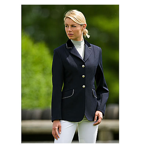 EQUI-THÈME Turnierjacke, Damen in marine (silberfarbene Biese) 