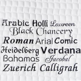 Bestickungs-Service Abschwitzdecke bis zu 10 Buchstaben (Garnfarben-Angebot 1)