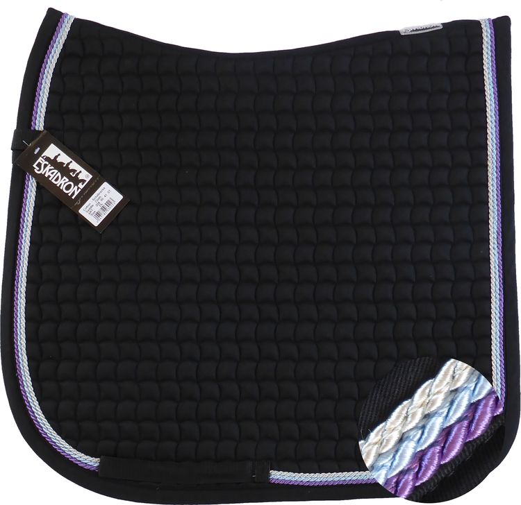 ESKADRON Cotton Schabracke black, 3fach Kordel lavender,hellblau,silberfarben
