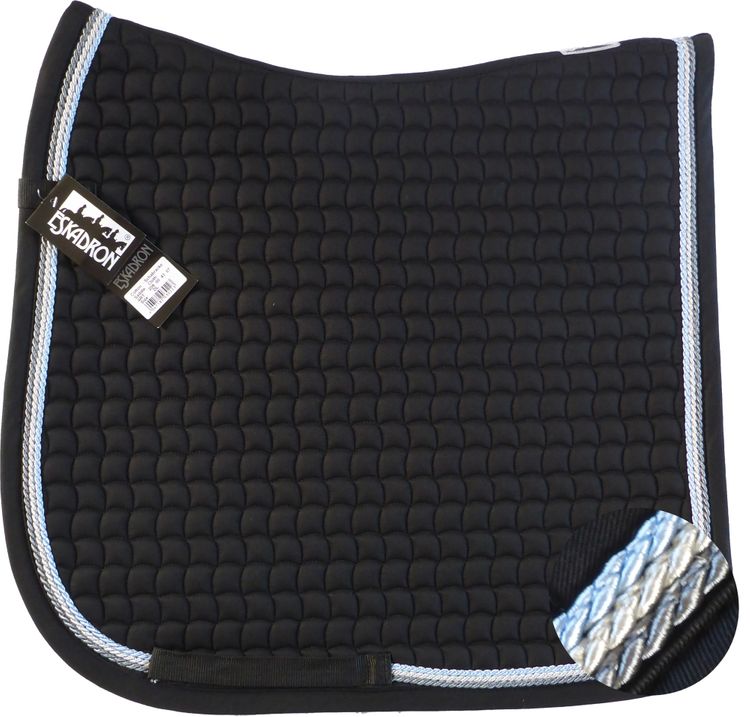 ESKADRON Cotton Schabracke black, 3fach Kordel anthrazit,silberfarben,hellblau