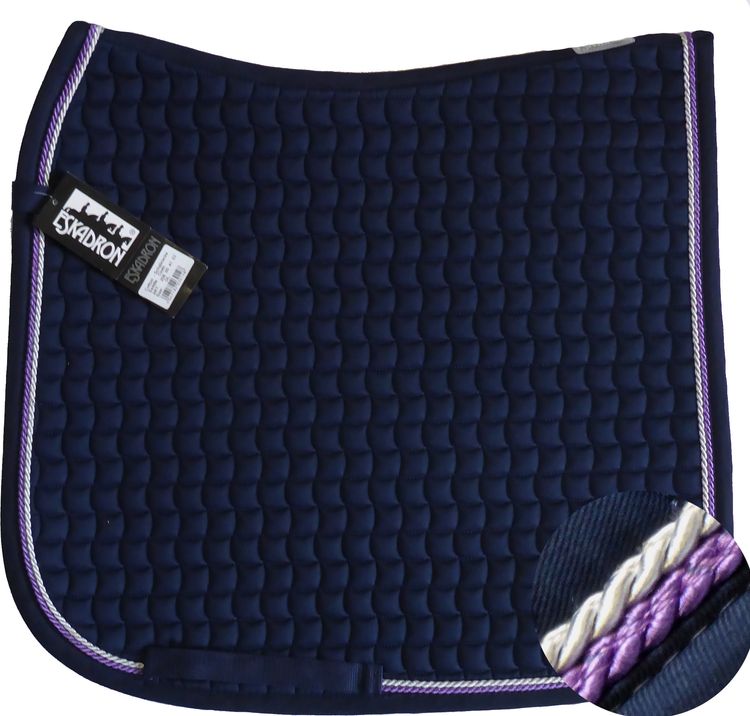 ESKADRON Cotton Schabracke navy, 2fach Kordel lavender/silberfarben