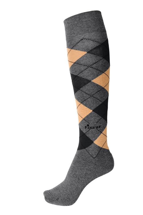 Pikeur Kniestrumpf Karo grey/apricot Autumn Winter 2017
