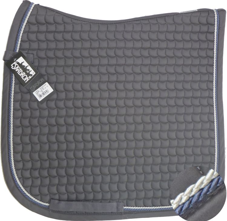 ESKADRON Cotton Schabracke grey, 2fach Kordel blue/silberfarben