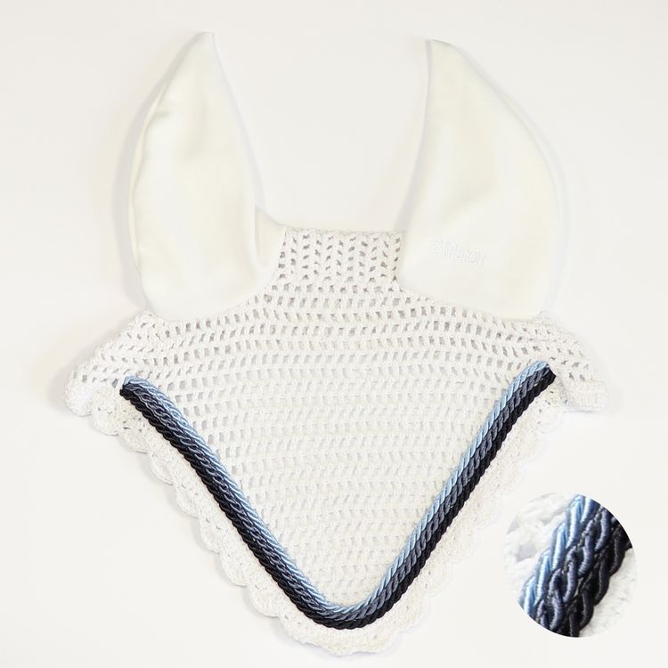 Eskadron Fliegenohren white mit 3fach Kordel navy, blue, lightblue