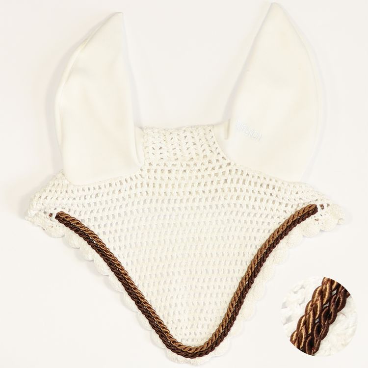 Eskadron Fliegenohren white mit 2fach Kordel choco, cognac
