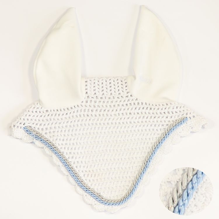 Eskadron Fliegenohren white mit 2fach Kordel lightblue, silberfarben
