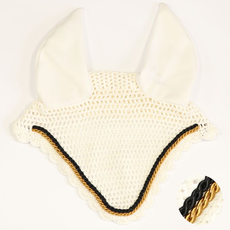 Eskadron Fliegenohren white mit 2fach Kordel goldfarben, black