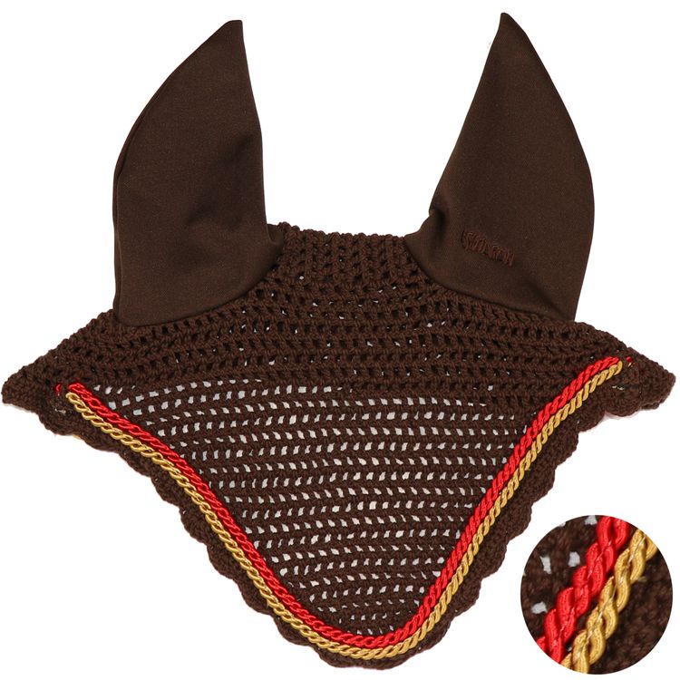 Eskadron Fliegenohren choco mit 2fach Kordel goldfarben,rot