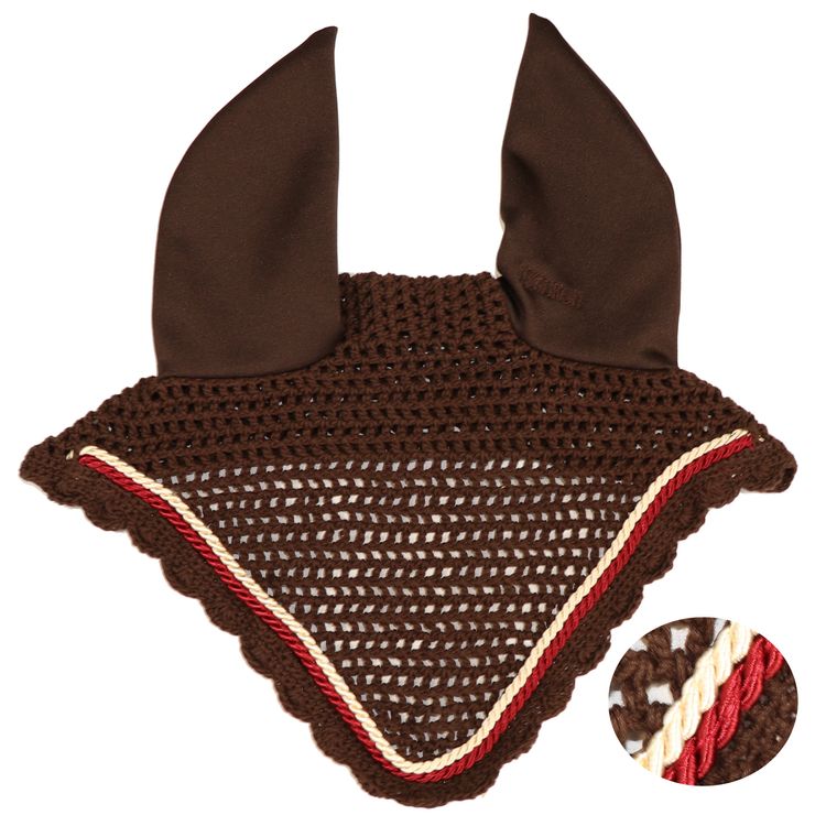 Eskadron Fliegenohren choco mit 2fach Kordel darkred, creme