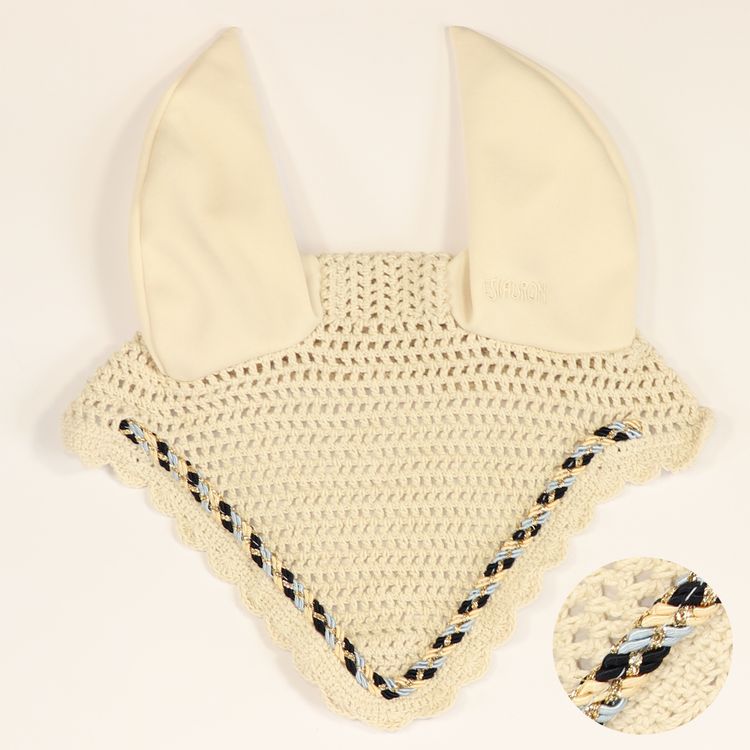 Eskadron Fliegenohren creme mit Multikordel hellblau/navy/creme