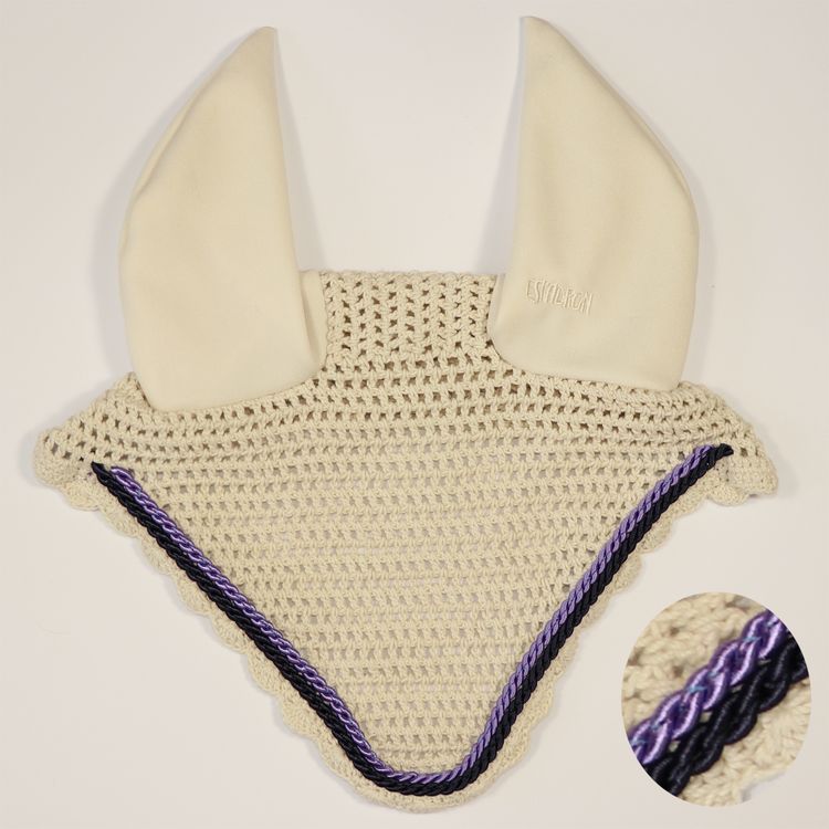 Eskadron Fliegenohren creme mit 2fach Kordel navy, lila