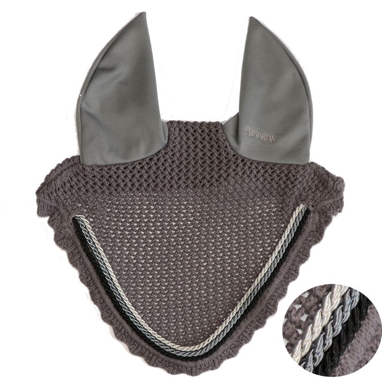 Eskadron Fliegenohren grey mit 3fach Kordel black, anthrazit, silberfarben