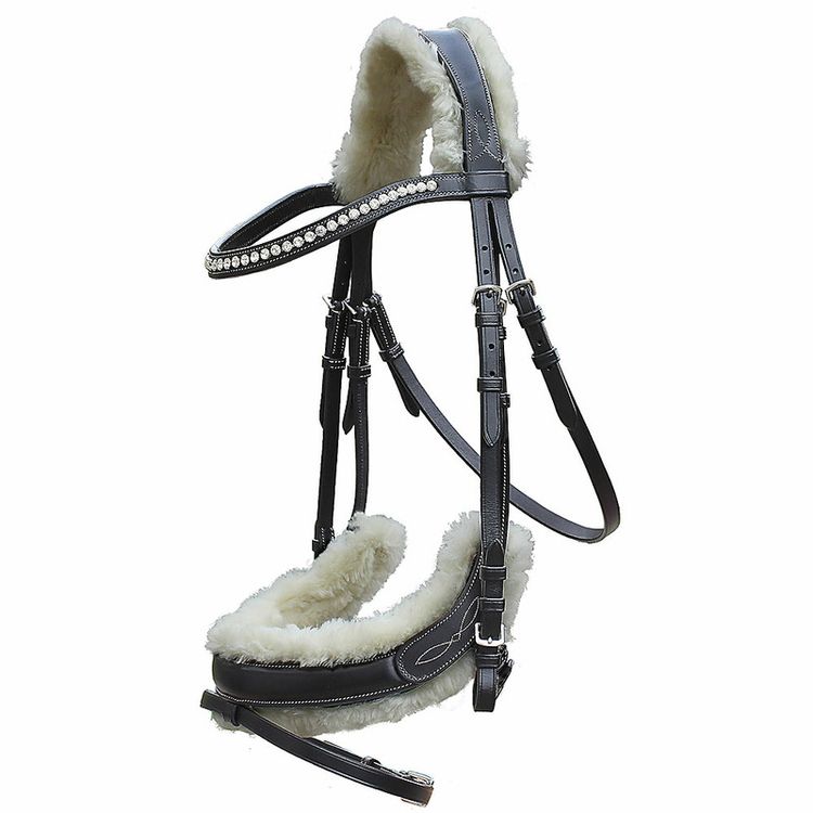 Euroriding Trense LEON, Faux Fur, engl. Kombiniert in schwarz