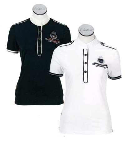 Pikeur Damen Turniershirt mit Kontast in white/navy