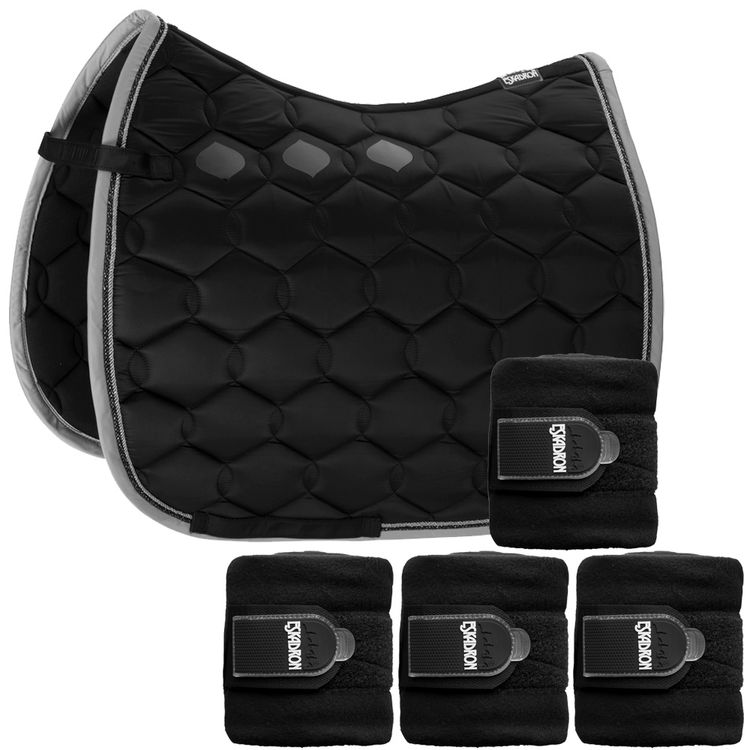 SET Eskadron Schabracke Glossy Wave black mit doppel Kordel & Bandagen