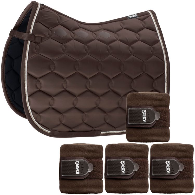 SET Eskadron Schabracke Glossy Wave darkbrown mit doppel Kordel & Bandagen