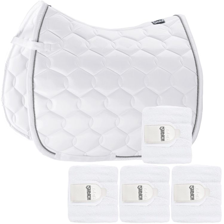 SET Eskadron Schabracke Glossy Wave white mit doppel Kordel & Bandagen
