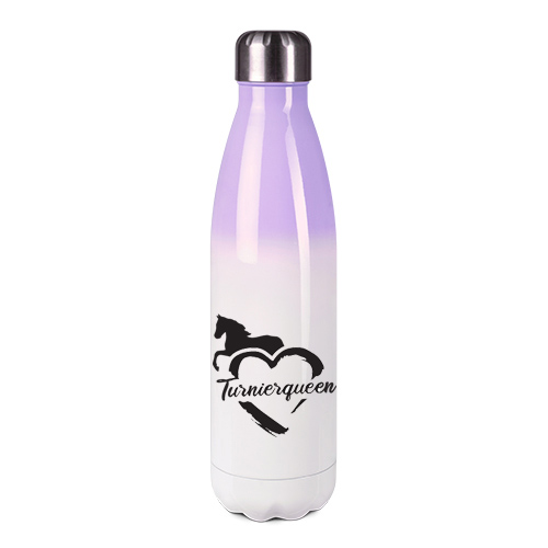 Edelstahl-Thermosflasche lila/weiß mit Druck: Turnierqueen