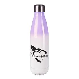 Edelstahl-Thermosflasche lila/weiß mit Druck: Turnierqueen
