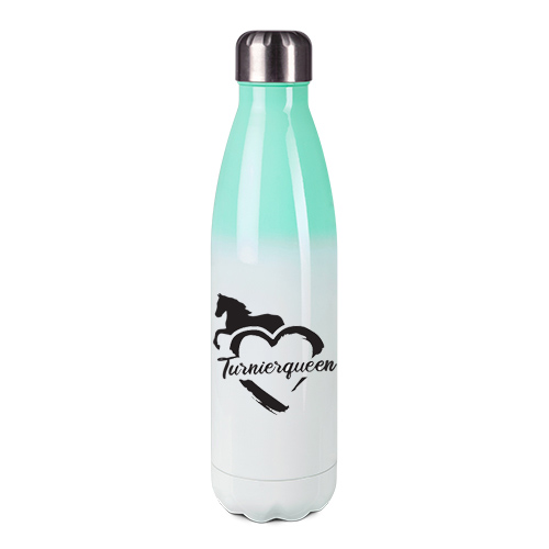 Edelstahl-Thermosflasche mint/weiß mit Druck: Turnierqueen