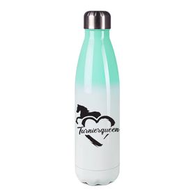 Edelstahl-Thermosflasche mint/weiß mit Druck: Turnierqueen