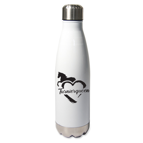 Edelstahl-Thermosflasche weiß mit Druck: Turnierqueen
