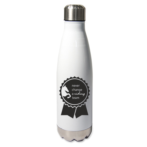 Edelstahl-Thermosflasche weiß mit Druck: never change a riding team 